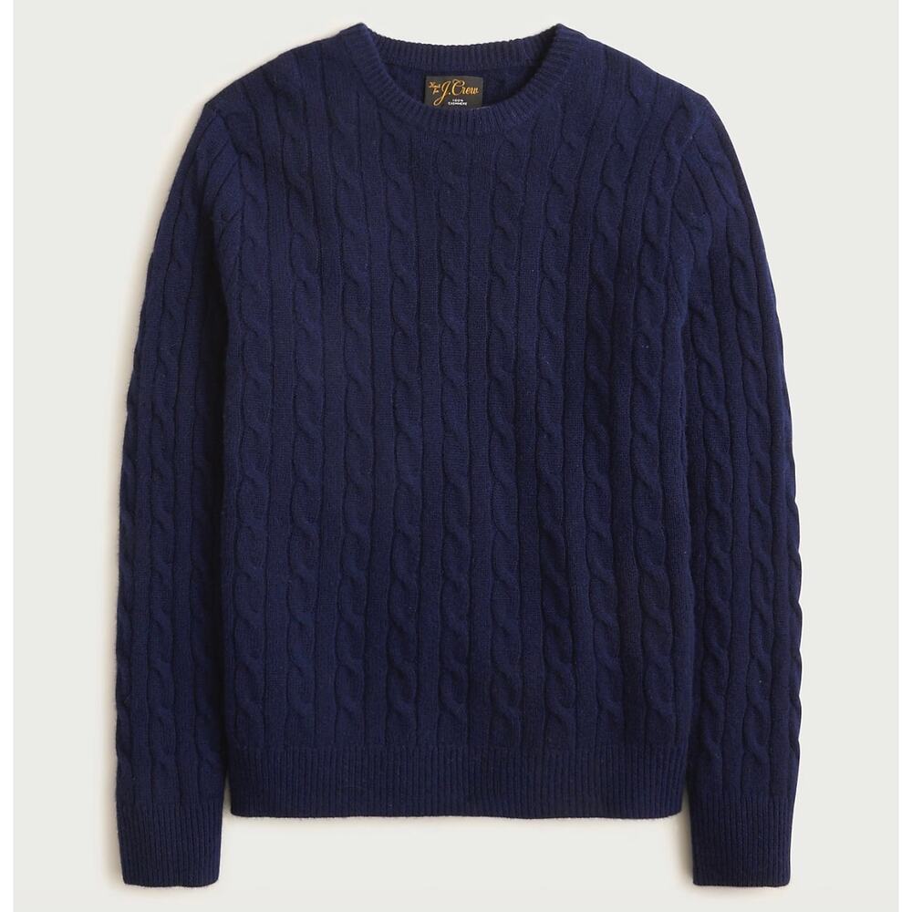 $298 New Men’s J.Crew Cashmere cable-knit sweater - Medium - Navy - Picture 2 of 8